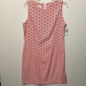 Alyx Womens orange and white geo knee length sleeveless shift dress size 14 NWT